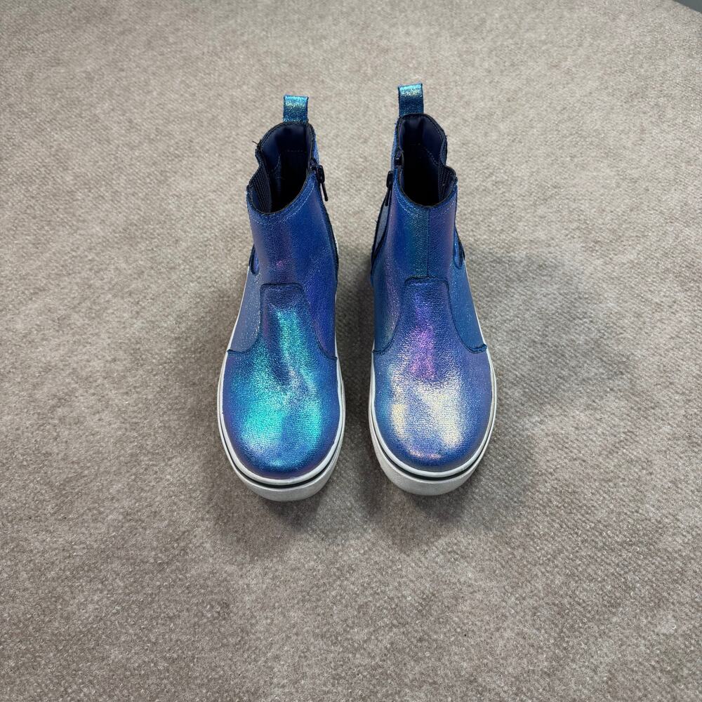 Lands' End Kids Iridescent Blue Purple Chelsea Sneaker Boots - Size 4M - Picture 3 of 6